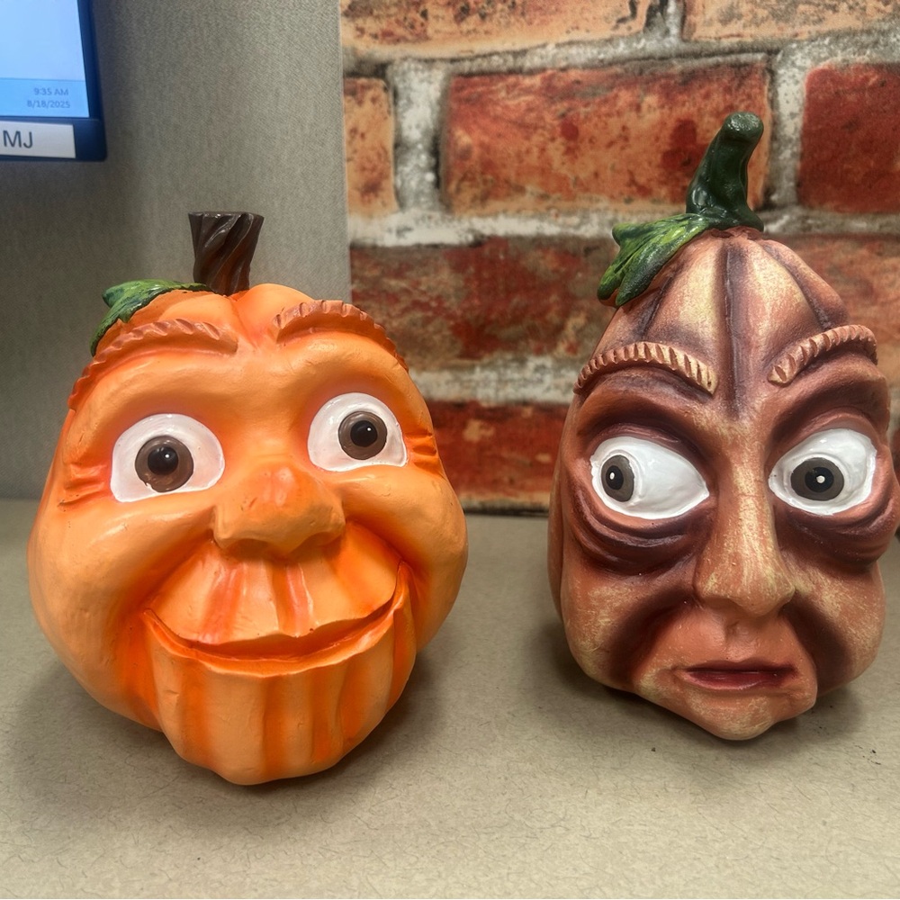 Vintage Pumpkin Face Figurines